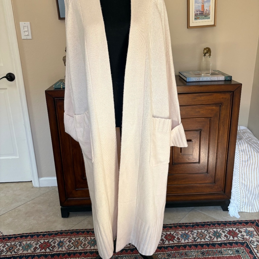 Naked Cashmere LUX TILYN Longline Cardigan Winter White 100% Cashmere NWOT